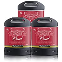Pack de 3 barriles de cerveza PerfectDraft 6L. Grifo de cerveza en casa. Incluye un depósito de 15 euros. (Budweiser)